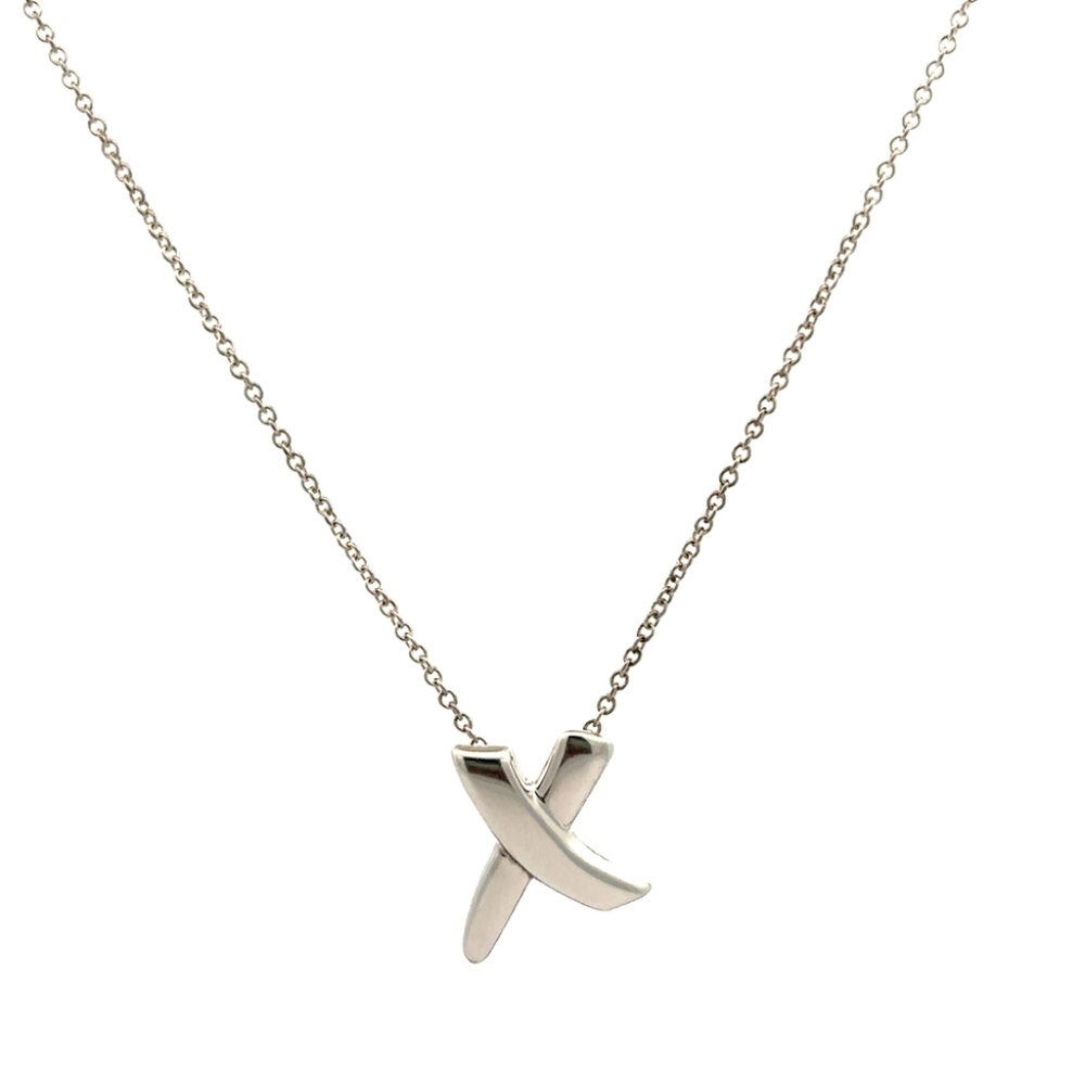 Tiffany & Co Paloma Picasso Graffiti "X" Pendent Necklace Sterling Silver - Picture 3 of 4